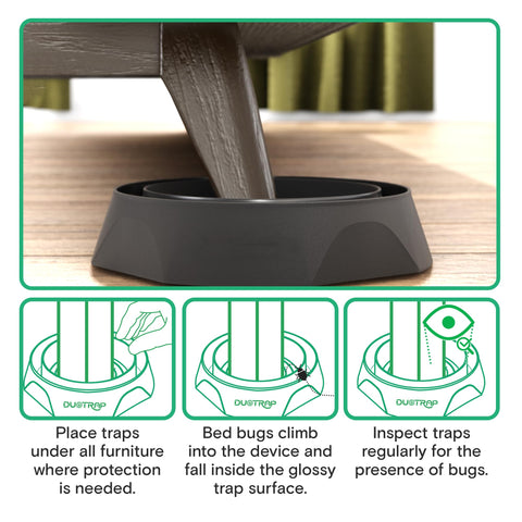 DUOTRAP bed bug interceptors ready-to-use four-pack simplifies setup