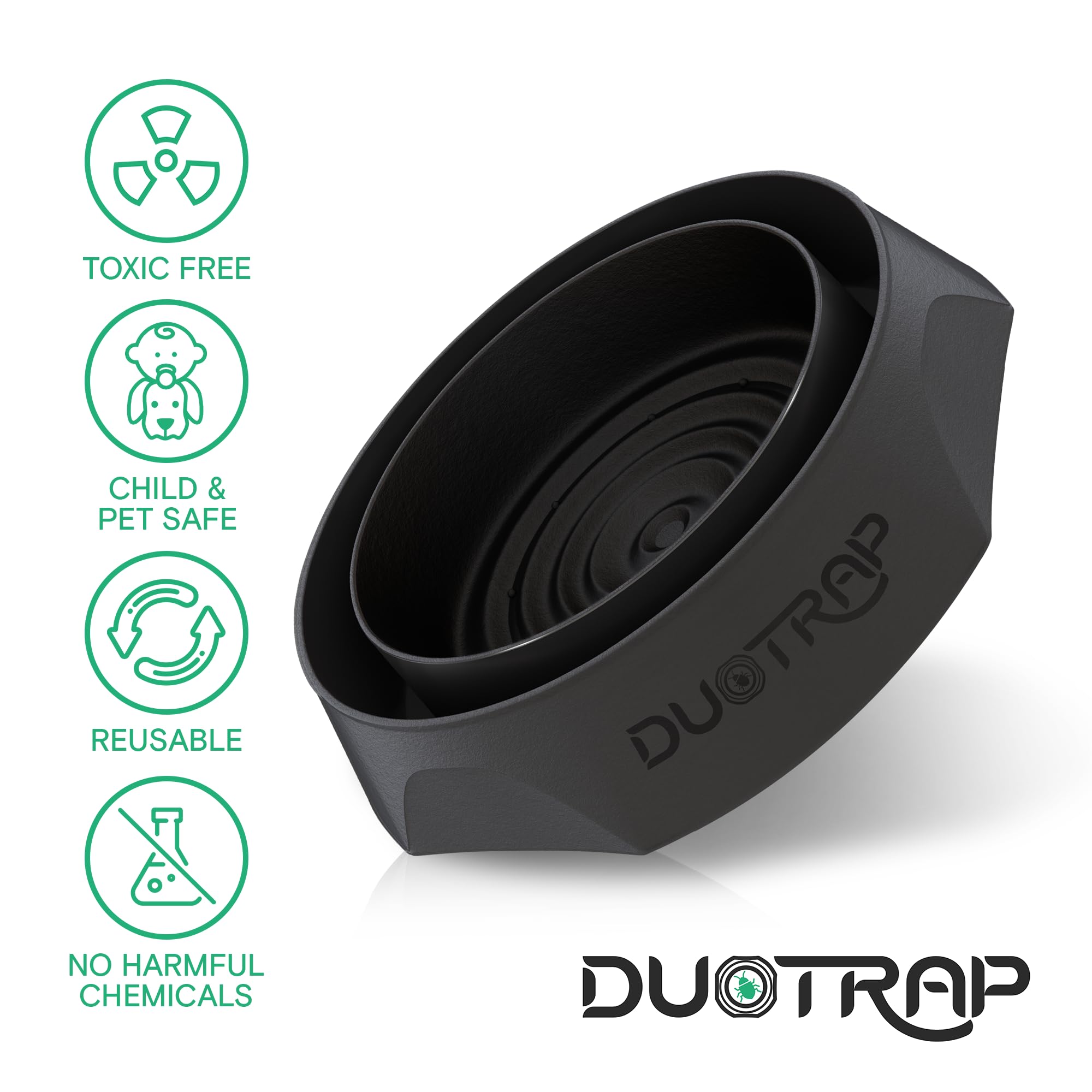 DUOTRAP bed bug interceptors sleek black design blends with any room décor