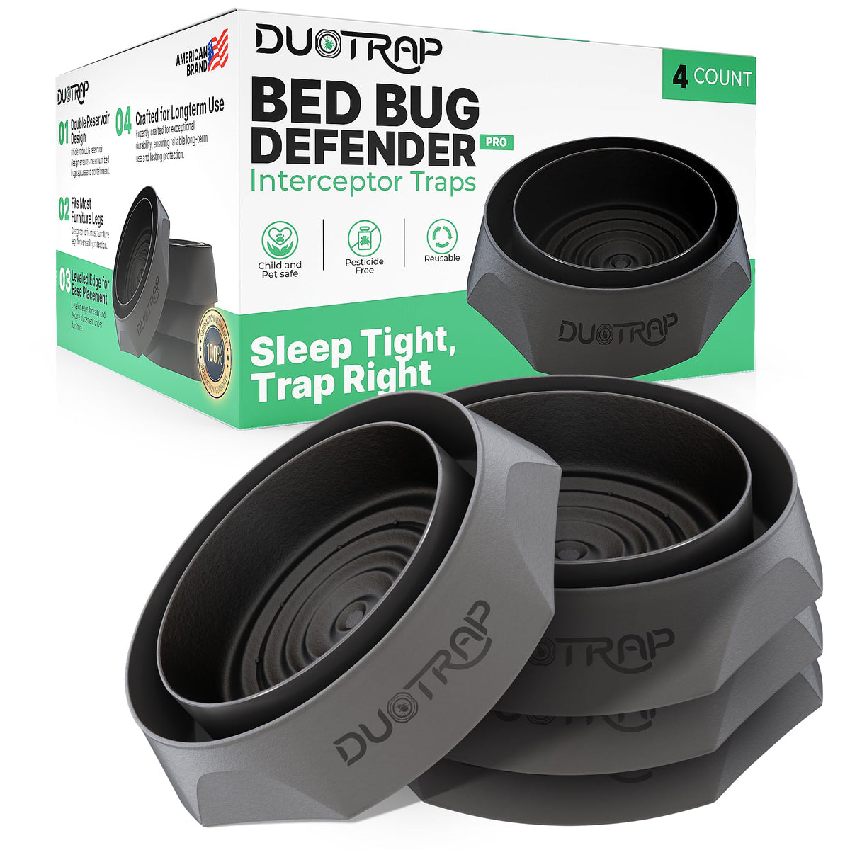 DUOTRAP bed bug interceptors under-bed legs block bed bug climb at night