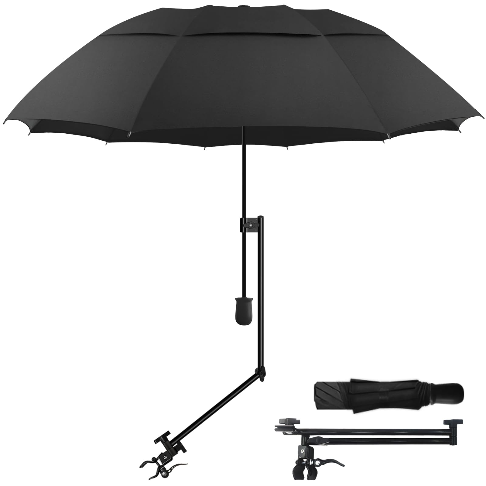 DUOUPA 53-inch umbrella on chair provides shaded comfort and cooling to outdoor seating.