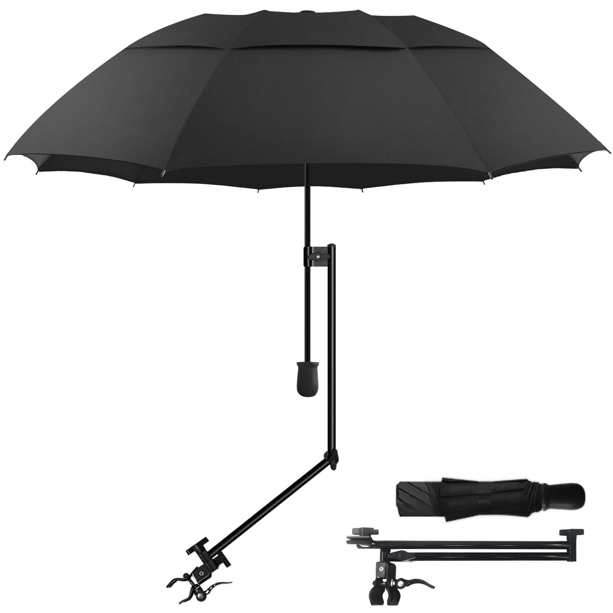 DUOUPA adjustable sun umbrella with clamp provides versatile shade for chairs.