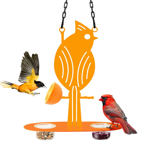 DUOYOUNG Hanging Oriole Feeder with clear bowl for easy viewing and refilling.