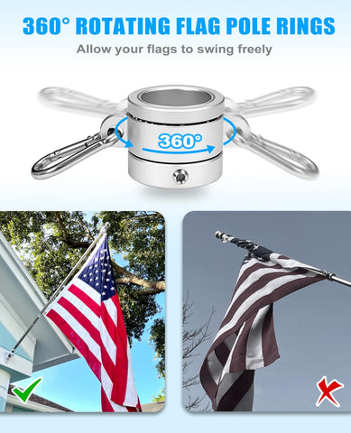 DUPKEV double-bearing spinner provides wind-friendly performance for flags that unfurl freely.