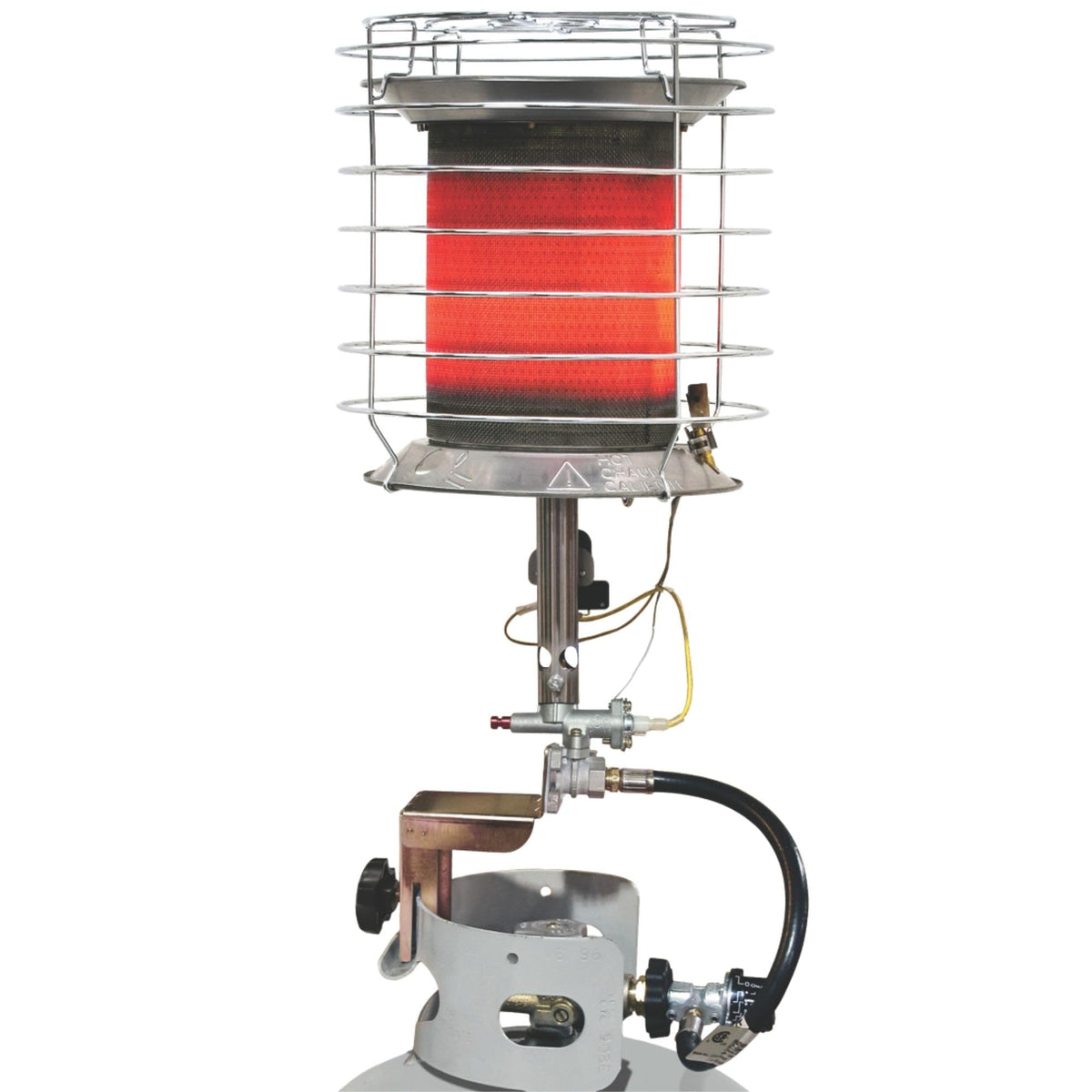Dura Heat TT-360 shows 360-degree heat coverage for outdoor warmth on job sites.