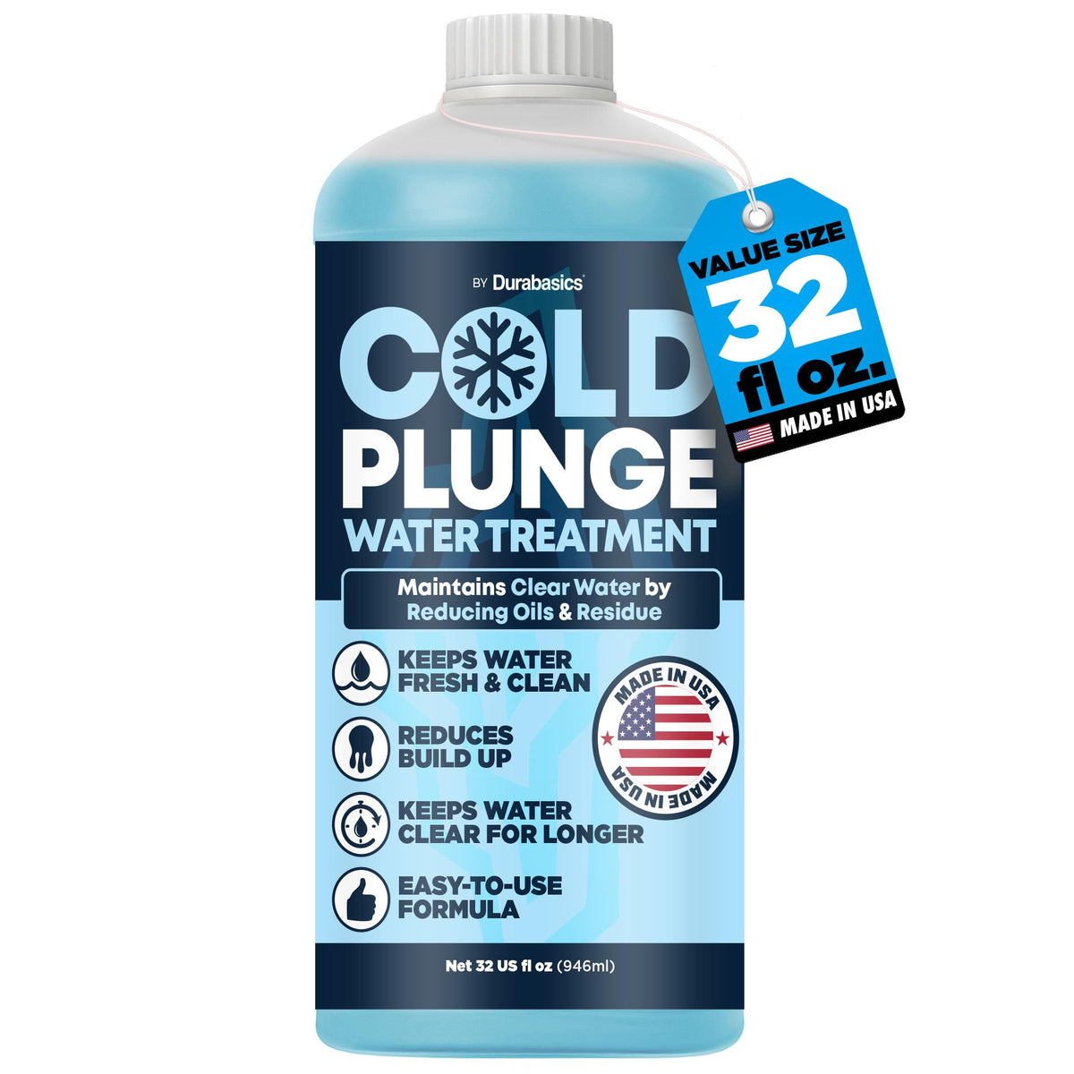 Durabasics 3in1 cold plunge bottle pour supports easy dosing for clearer water