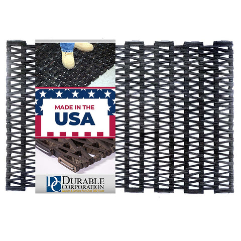 Durite outdoor entrance mat front view with herringbone weave for debris control.