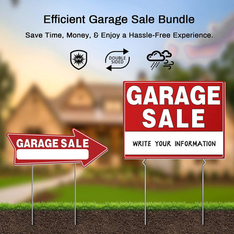 Durable garage sale signs kit stays vibrant during busy sale days