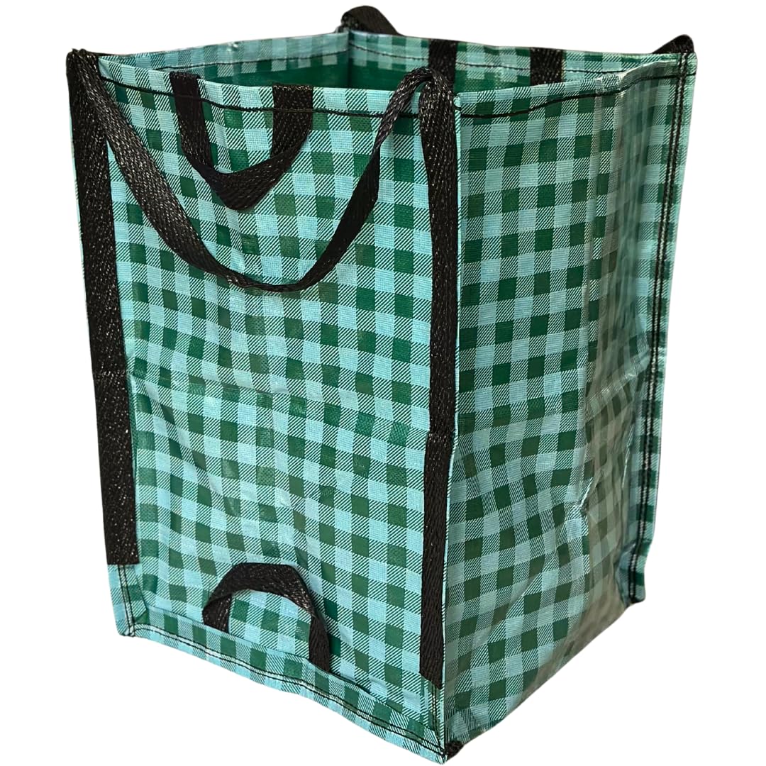 DURASACK heavy-duty bag open showing self-standing design for easy yard cleanup.