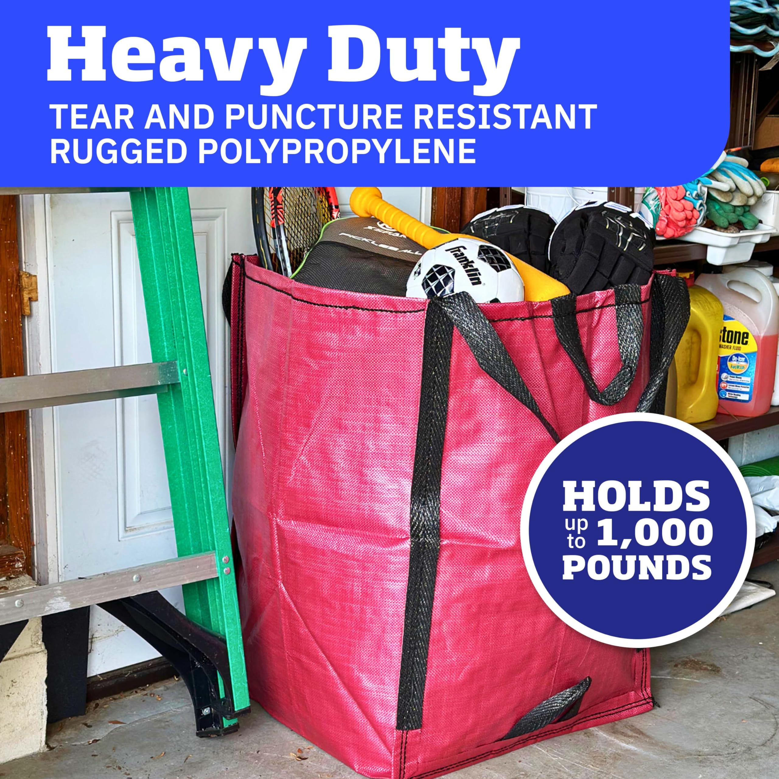 DURASACK self-standing bag remains upright for easy loading.