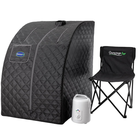 Durasage portable personal steam sauna setup enables easy at-home relaxation.