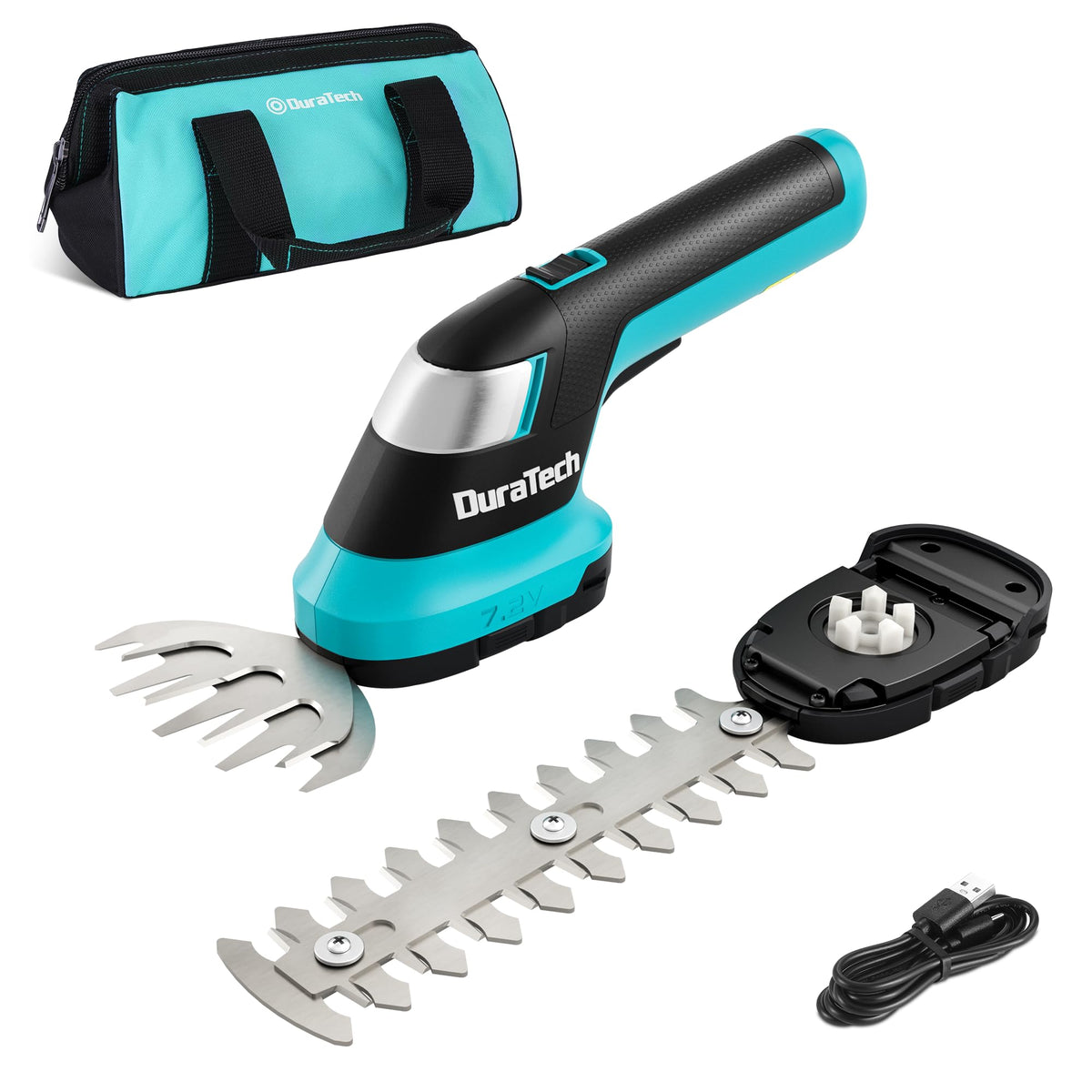 DURATECH cordless hedge trimmer ready for 2-in-1 trimming tasks
