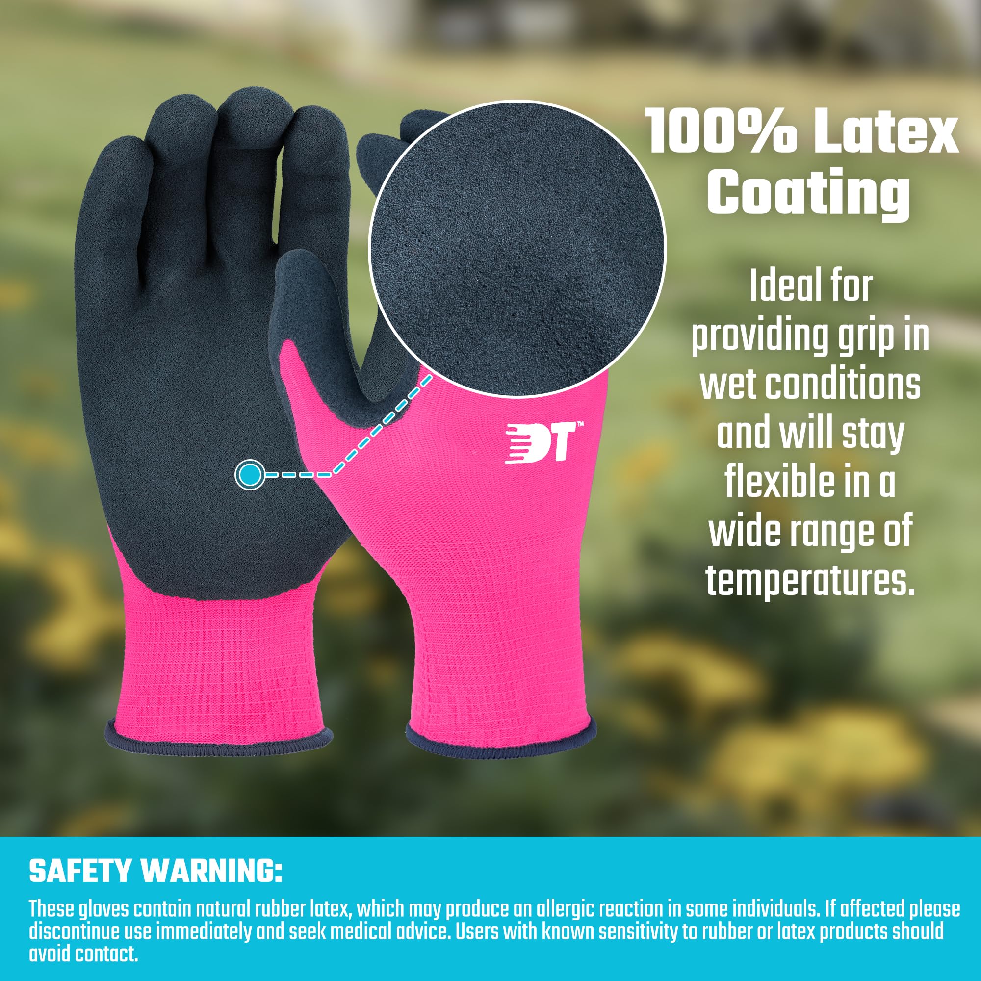 DURATECH DT6 blue latex-palm garden gloves for weeding.