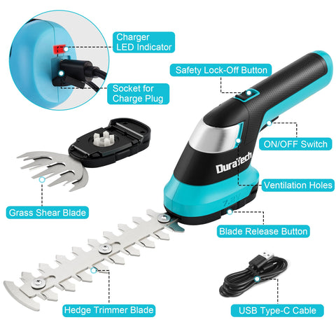 DURATECH 8 inch shrub blade attached for precise shrub pruning