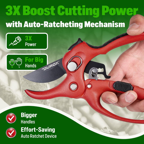 DuroX pruning tool showing 20 mm cutting capacity for versatile pruning tasks.