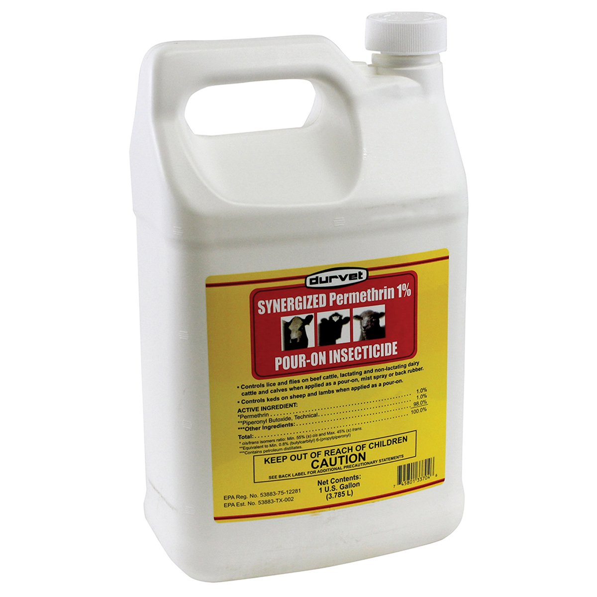 Durvet Fly 003-3704 synergized permethrin pour-on bottle for cattle, controlling flies and other pests