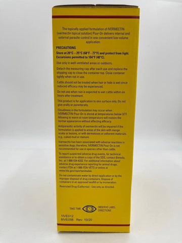 Durvet Ivermectin Pour On dosage instruction on packaging