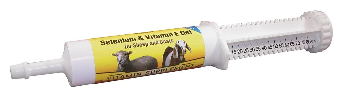 Durvet Sheep & Goat Selenium Vitamin E Gel 80ml bottle for daily supplementation.