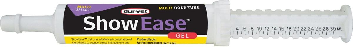 Durvet ShowEase Gel bottle with label for calm, focused cattle and show animals.