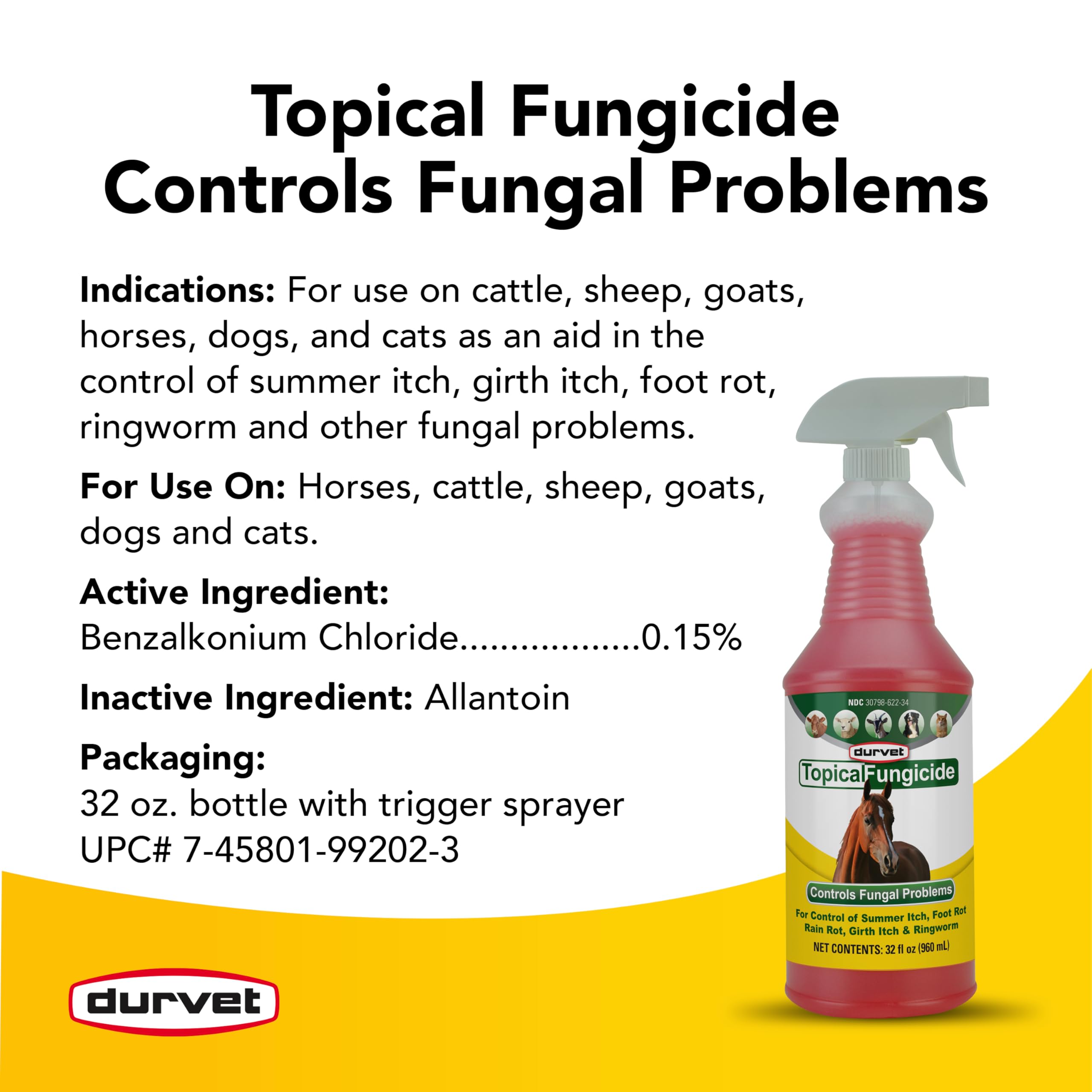 Durvet topical fungicide sprayer ready-to-use bottle for efficient application.