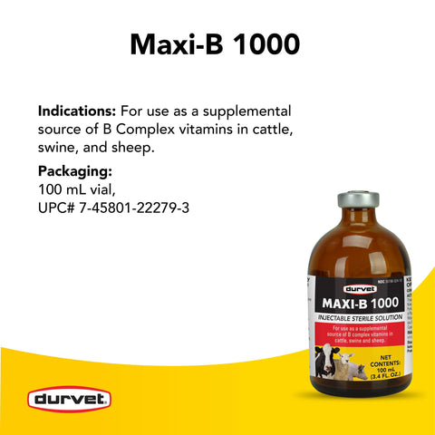Durvet Maxi-B 1000 made in the USA emphasizes trusted quality.