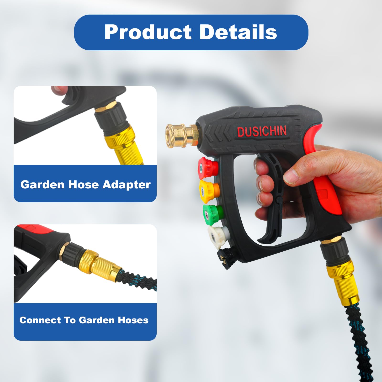 DUSICHIN 3-4 GHT male thread for hose connection and flow control.