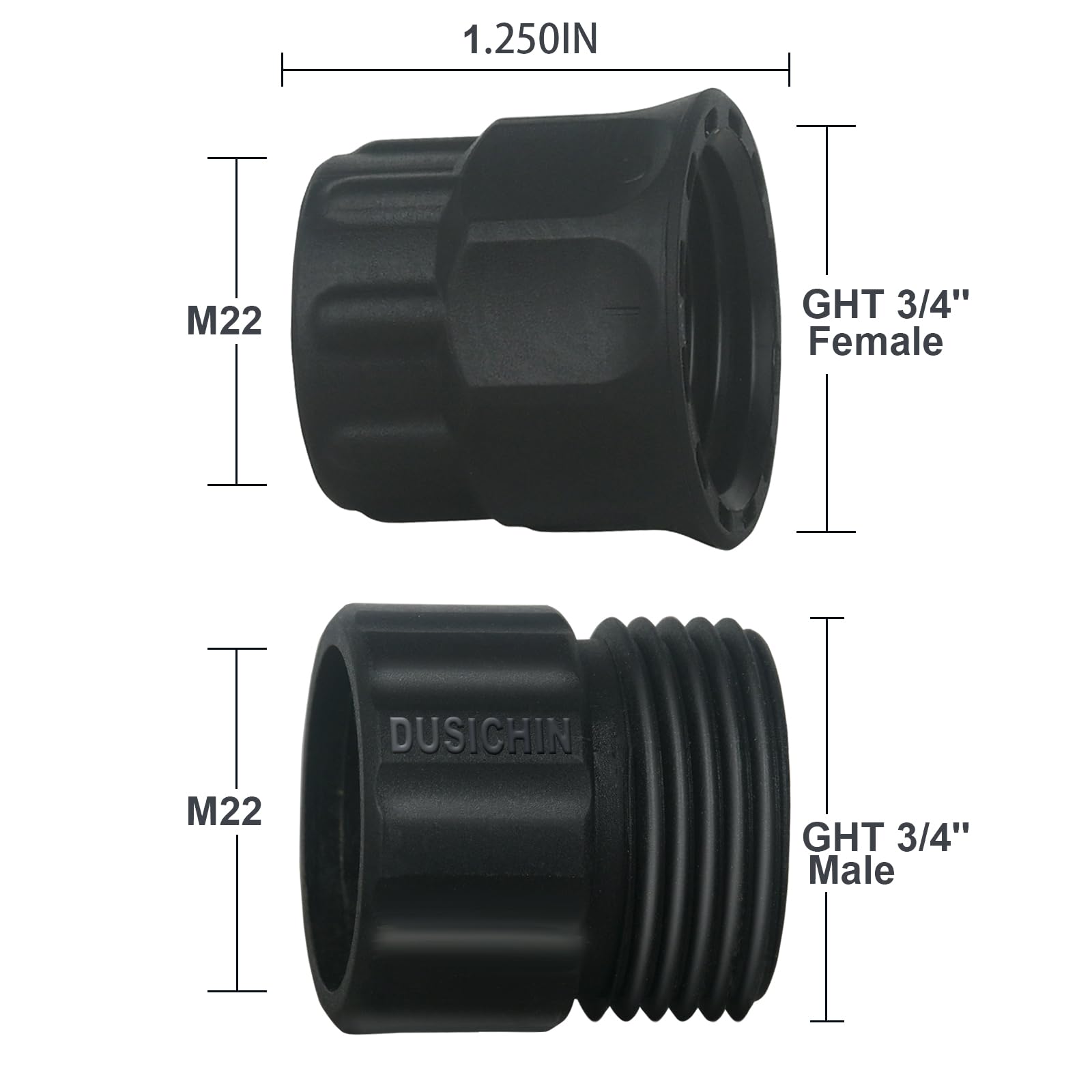 DUSICHIN black nylon body highlights durable construction for outdoors.