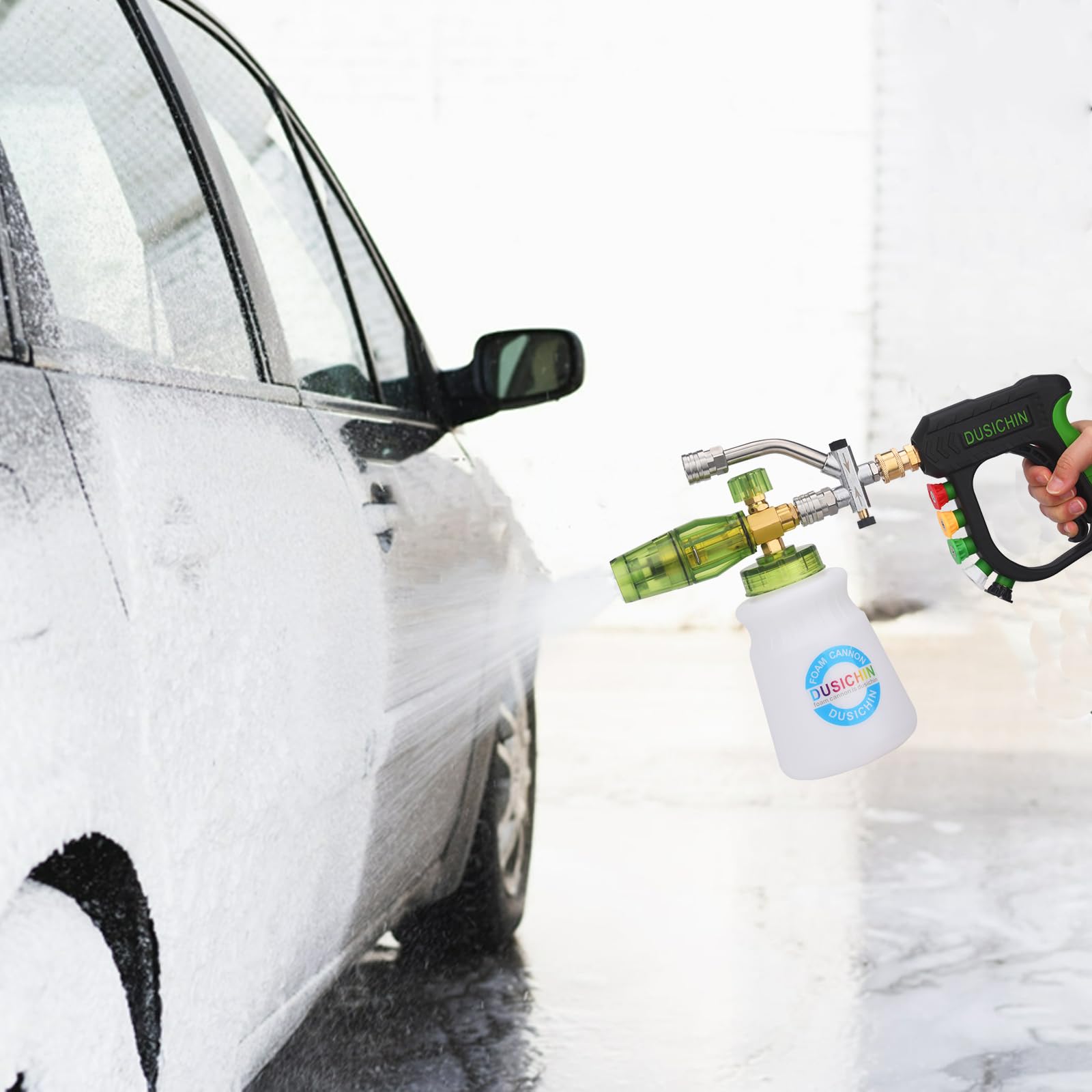 DUSICHIN car wash kit includes foam cannon and accessories.