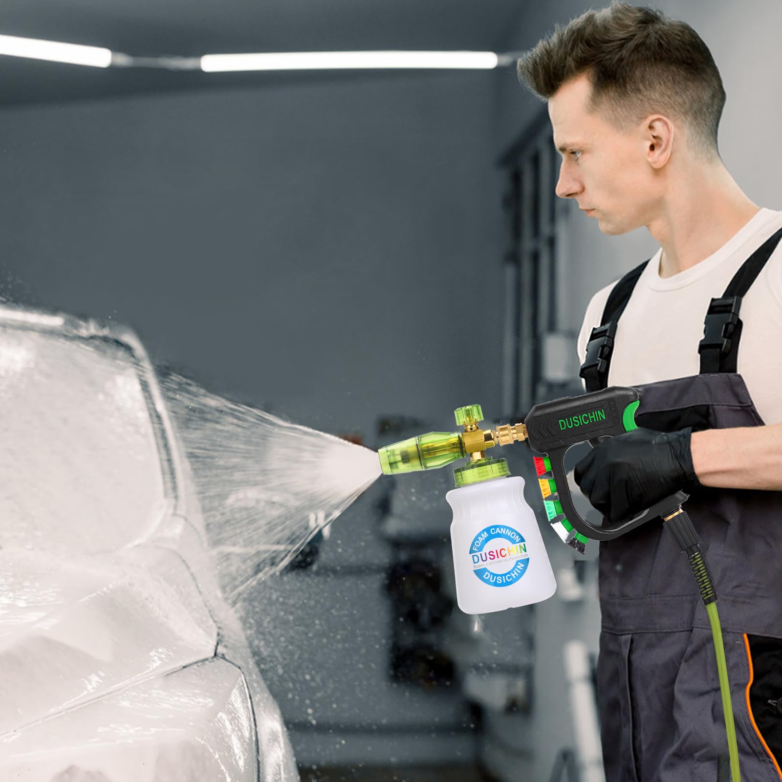 Dusichin car wash setup ready to tackle wheels and bodywork.