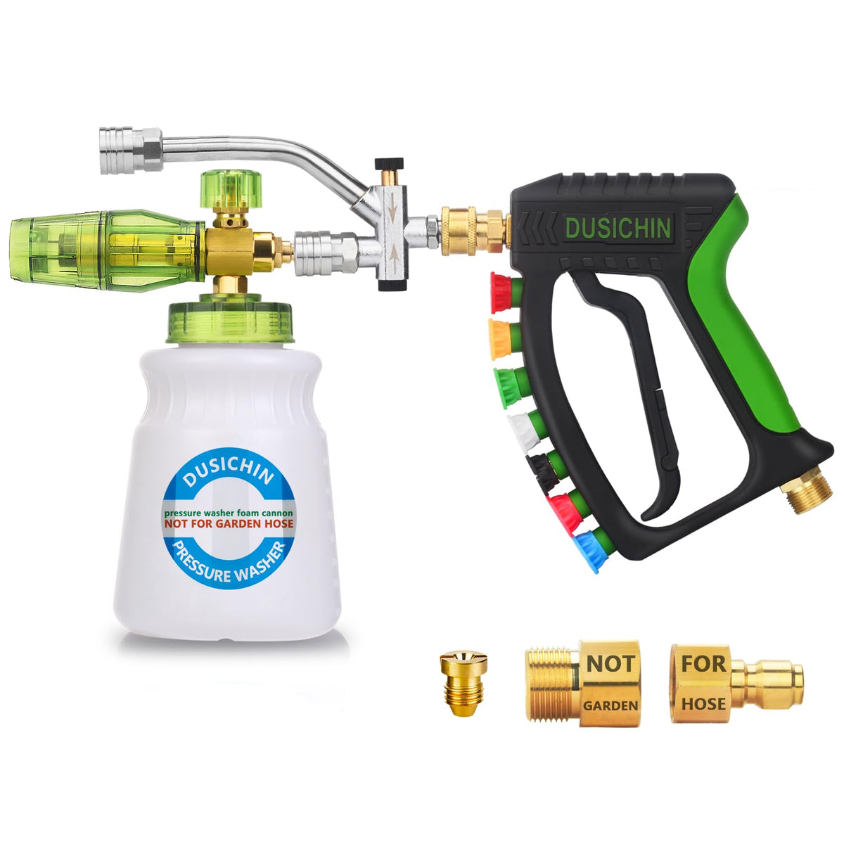 Dusichin foam cannon 1l capacity demonstrates easy-to-fill foam for quick car washes.