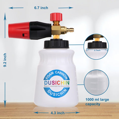 Dusichin transparent reservoir shows soap level during use.