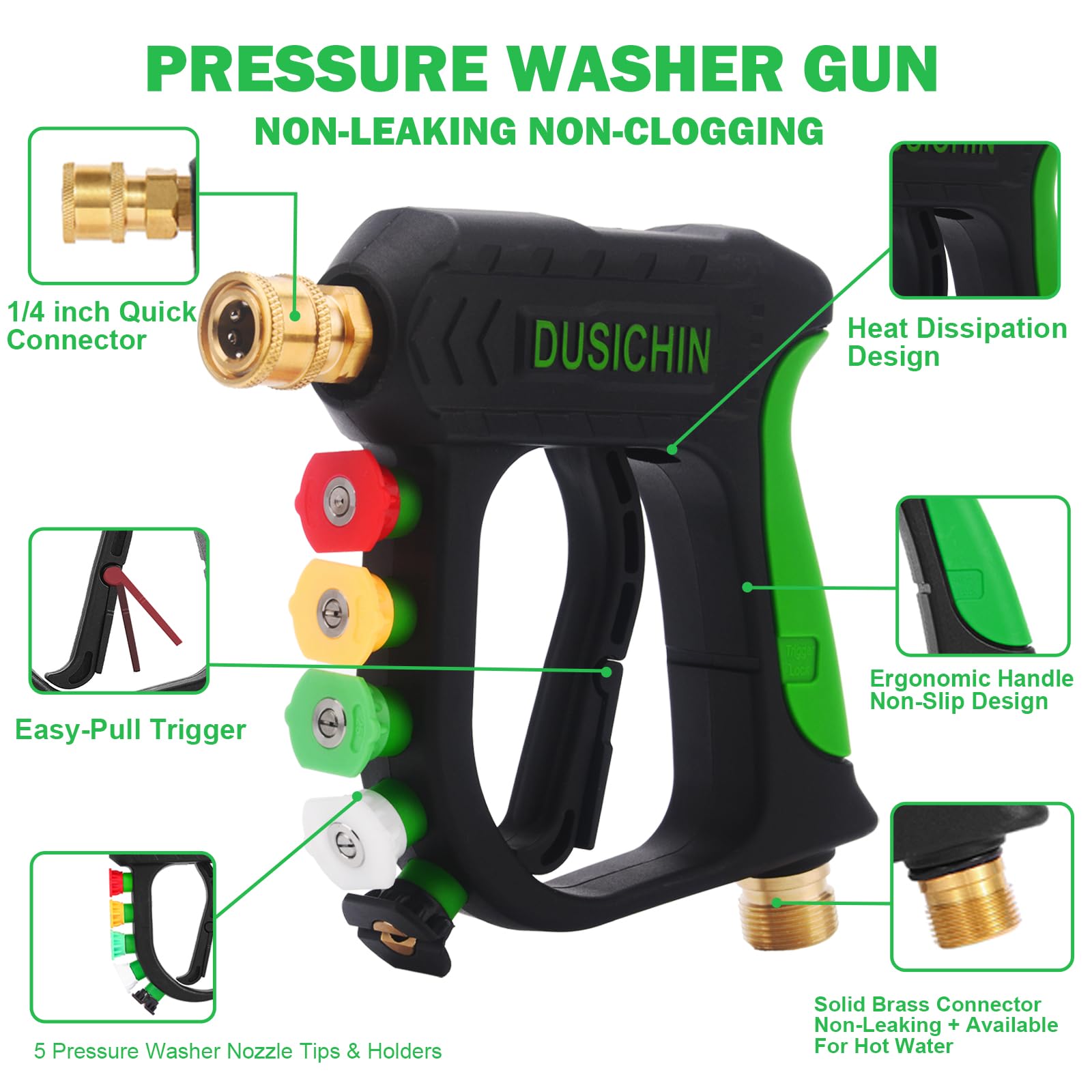 DUSICHIN 1.04 mm orifice nozzle thickens foam at low pressure.