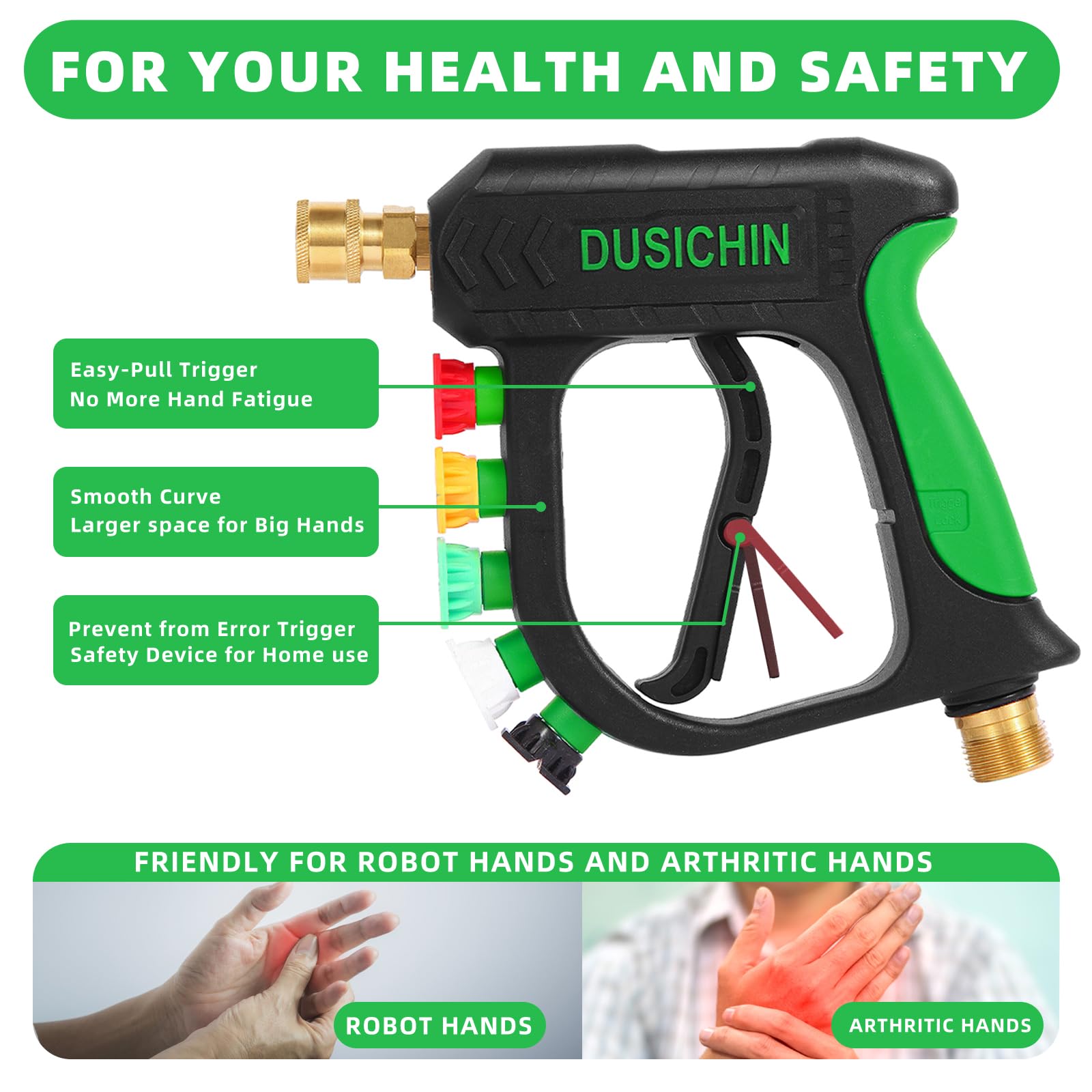 Dusichin 1/4 inch quick-connect provides fast setup and secure connections.