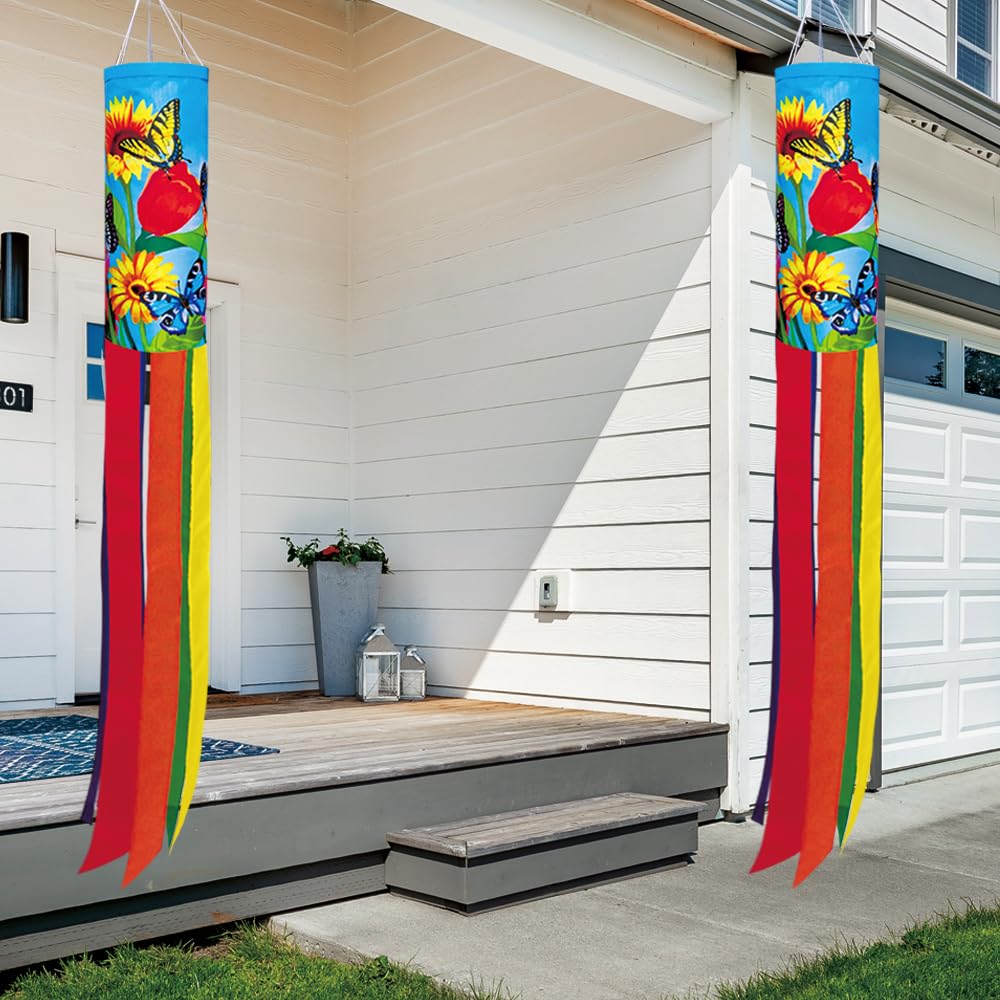 Dusnodu floral butterfly windsock seasonal charm for spring and summer.