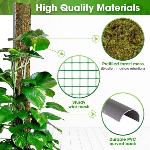 Duspro 59-inch pole with forest moss boosts moisture and plant attachment.
