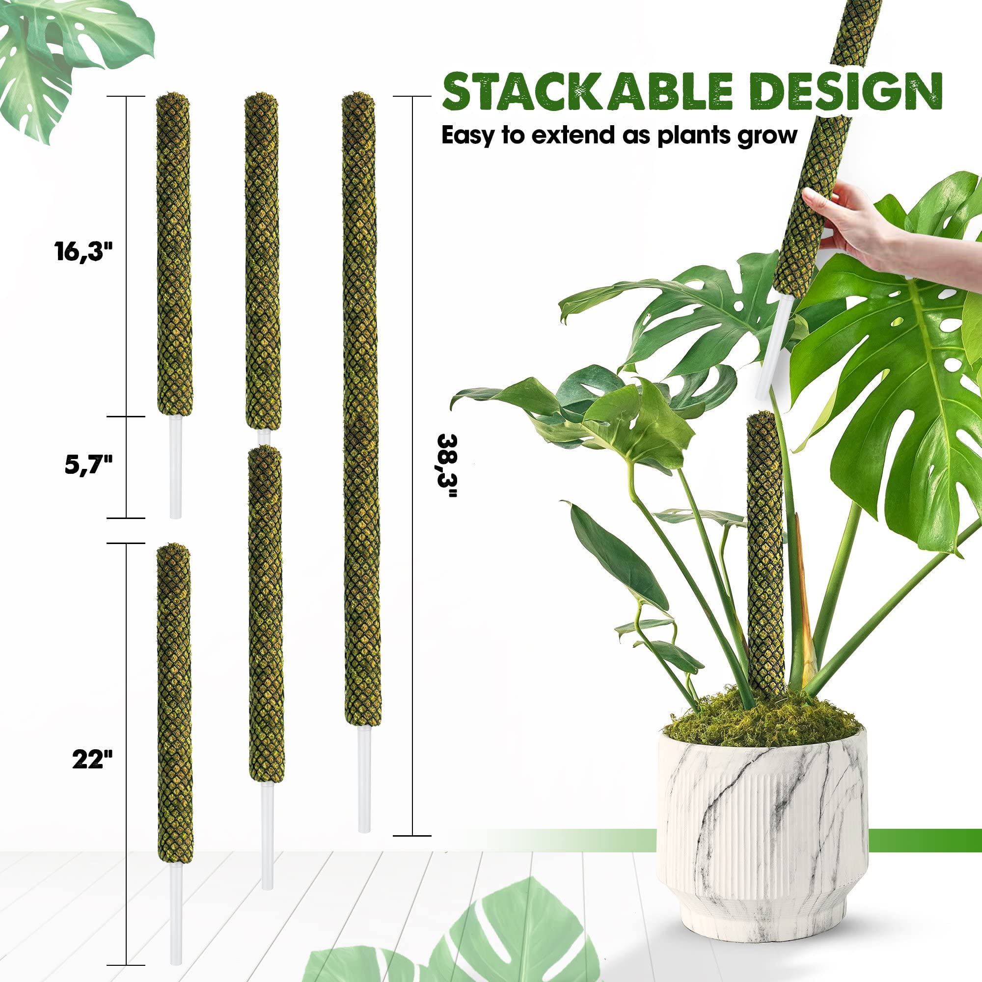 Duspro moss pole green forest moss closeup highlights natural moisture retention.