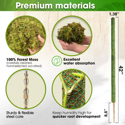 Close-up of Duspro natural forest moss wrap on the pole