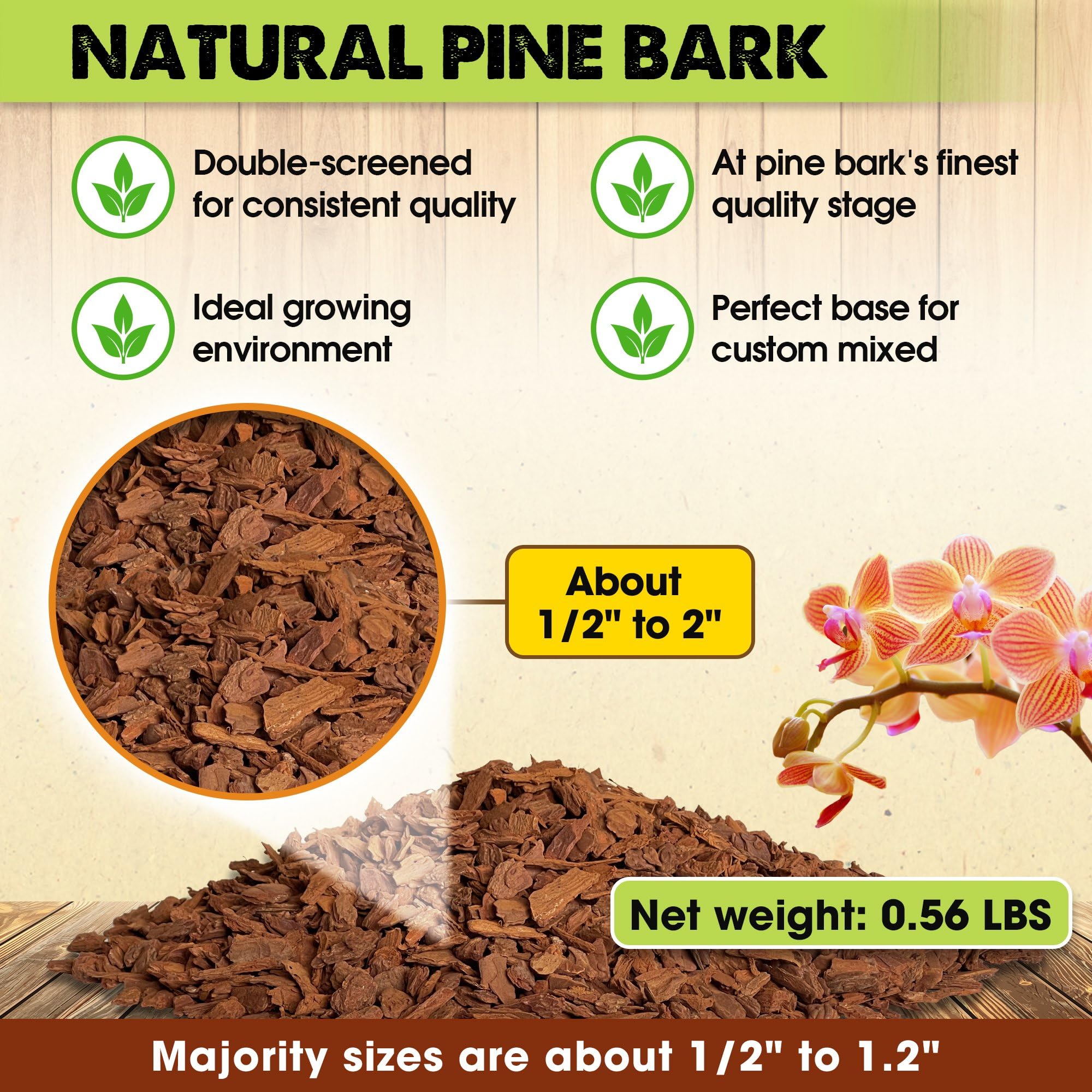 Duspro pine bark texture porosity demonstrates balanced moisture retention for indoor plants.
