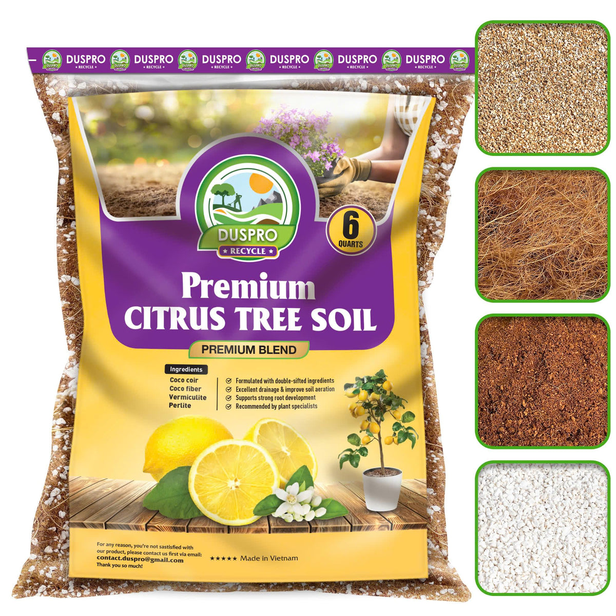 Duspro citrus soil mix bag delivers balanced drainage for lemons and oranges.