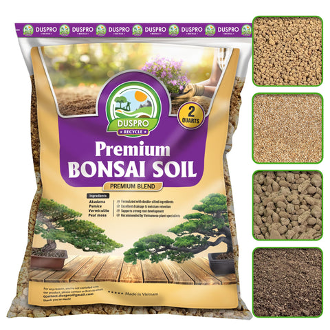 Duspro Recycle Premium Bonsai Soil mix close-up showing akadama blend for moisture balance