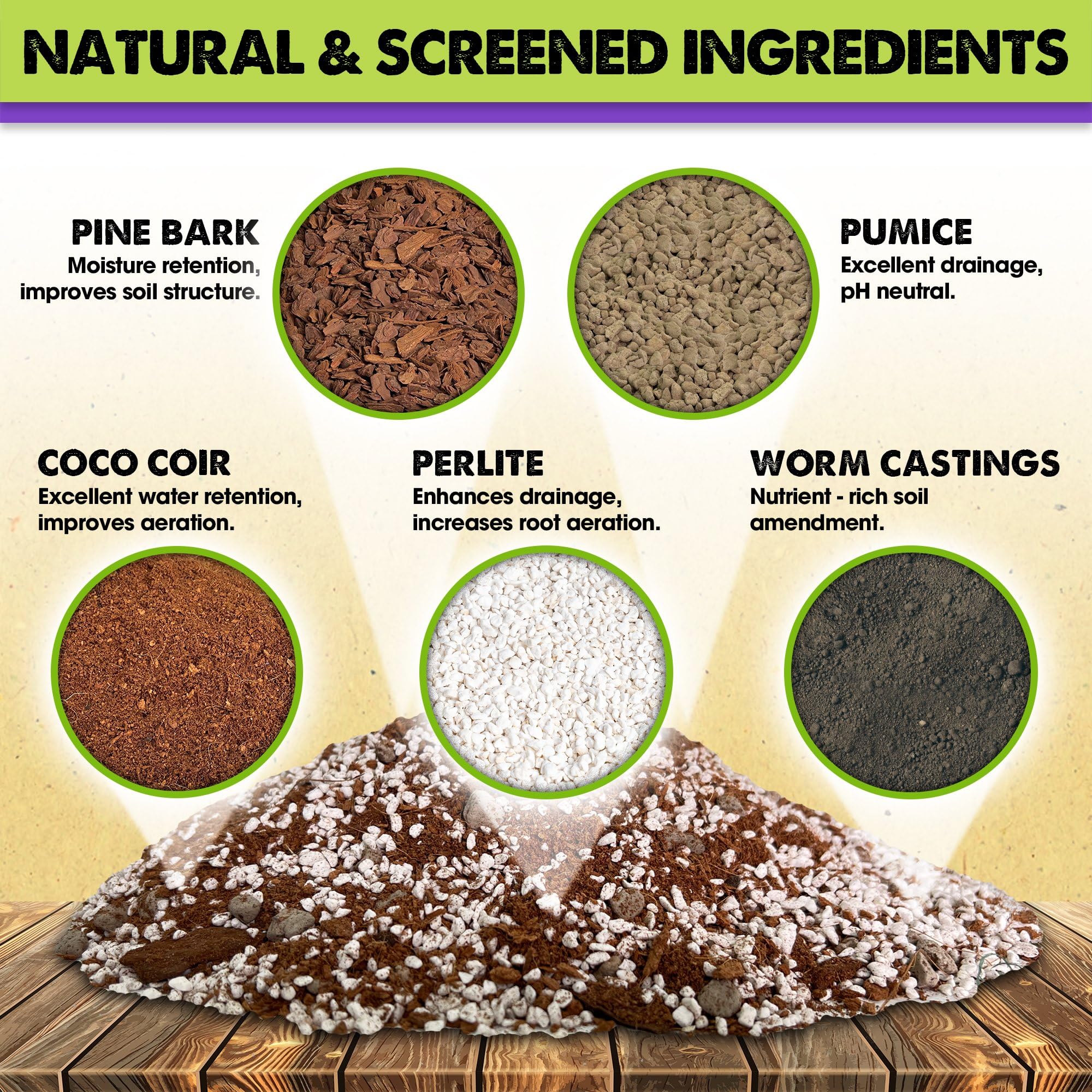 Duspro Recycle tropical potting mix close-up of ingredients for better drainage