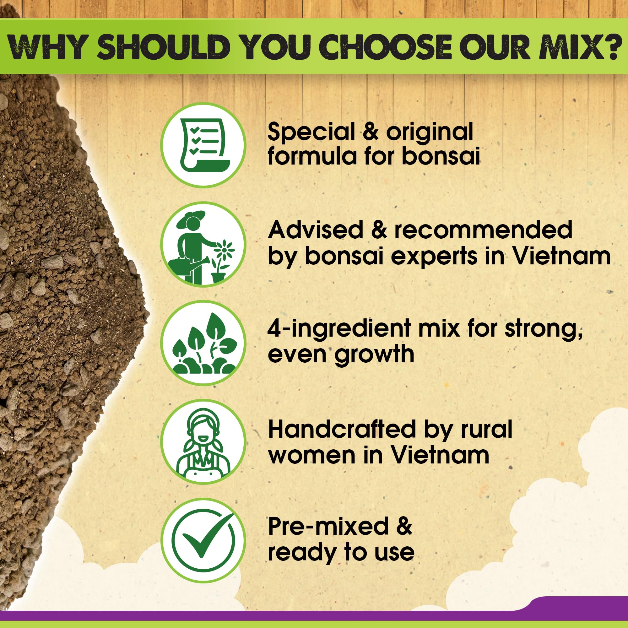 Duspro bonsai soil in pot demonstrates rich, well-drained medium supporting growth