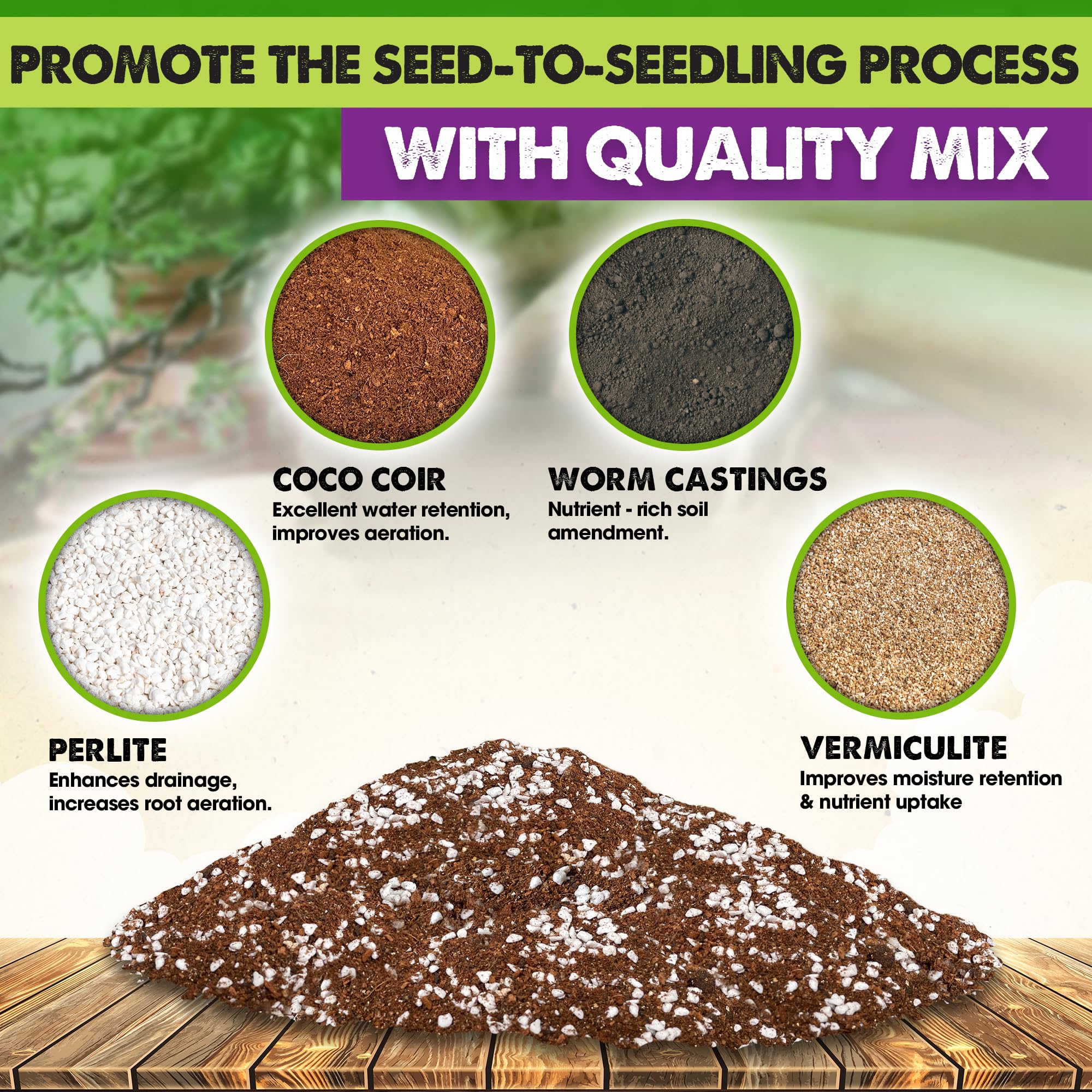 Duspro seed starter mix demonstrates moisture retention for uniform hydration.