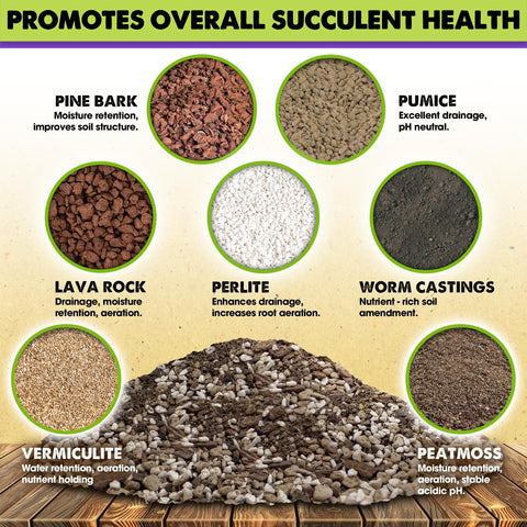 Duspro soil drainage blend with perlite, pumice, lava promotes airflow.