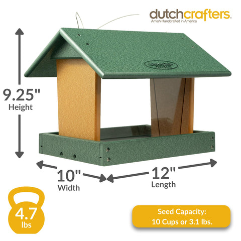 DutchCrafters Poly Hanging Hopper Feeder in cedar offers weather resistant feeding