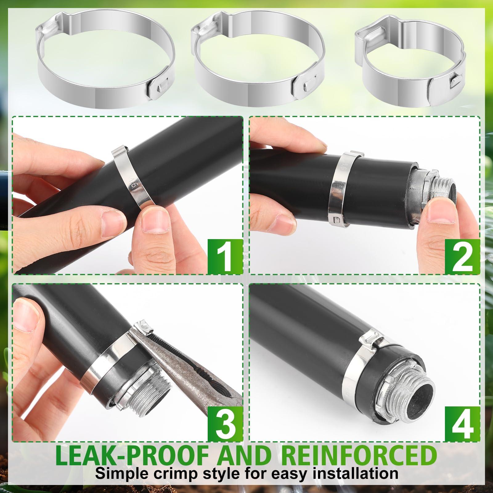 Duraaamo leak-proof connection on a 1/2-inch hose in a garden setup.