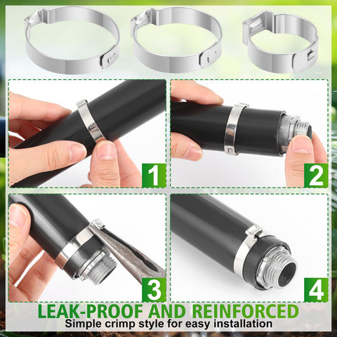 Duraaamo leak-proof connection on a 1/2-inch hose in a garden setup.