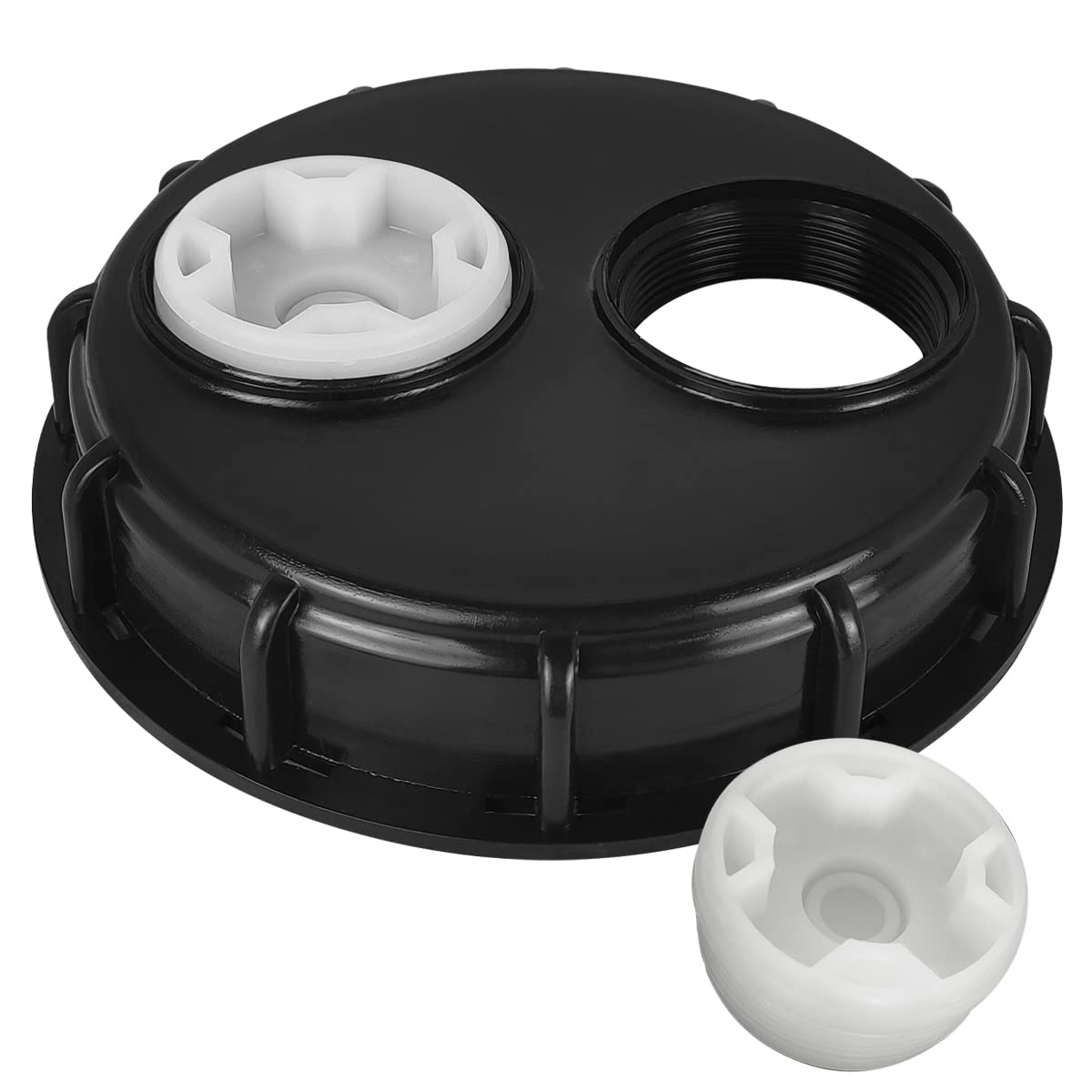 DVECUE IBC tote lid dual-port 2in for secure, leak-resistant storage.