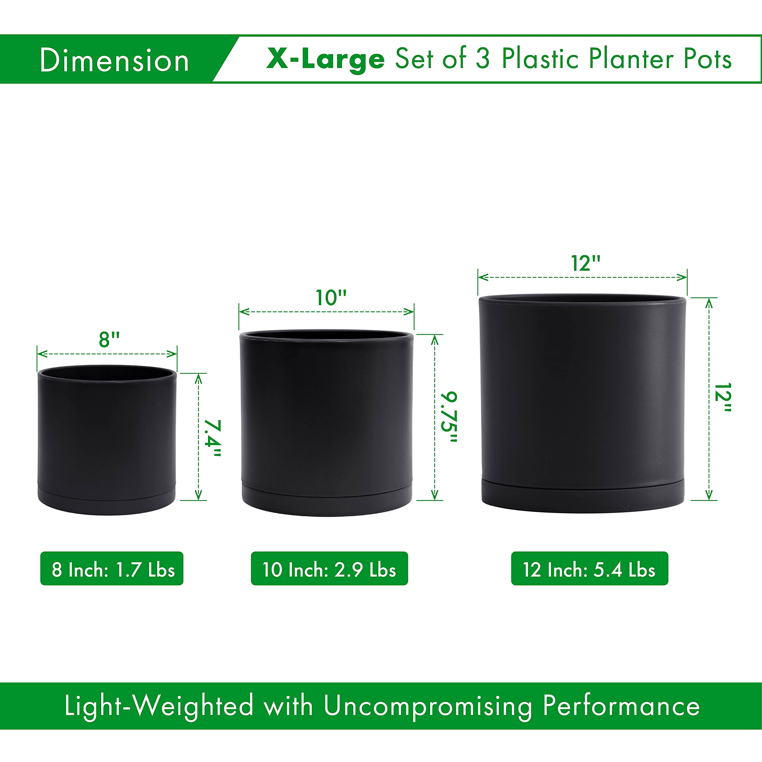 D'vine Dev 10-inch planter side view with seamless saucer included.