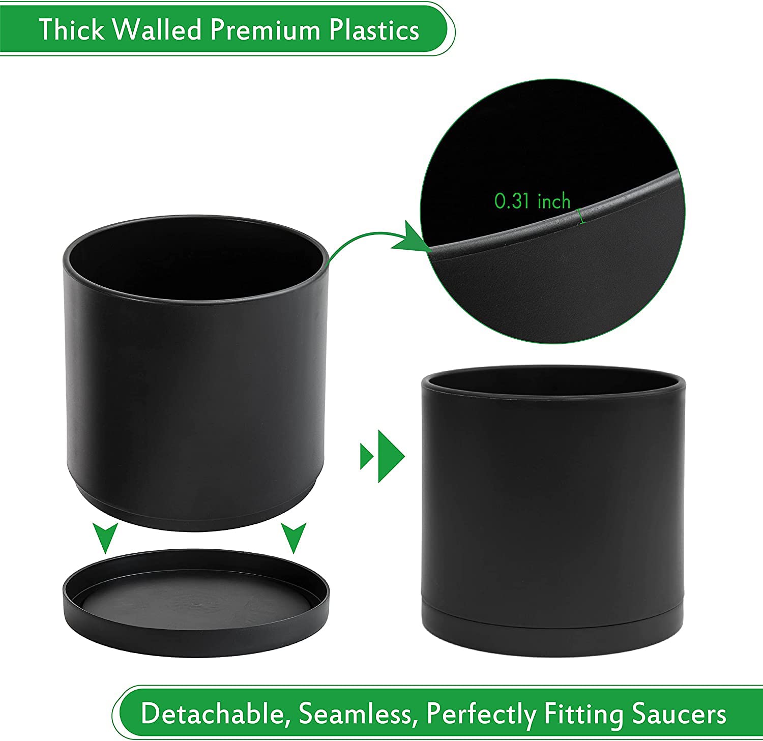 D'vine Dev 10-inch planter features thick walls for durability and longevity.