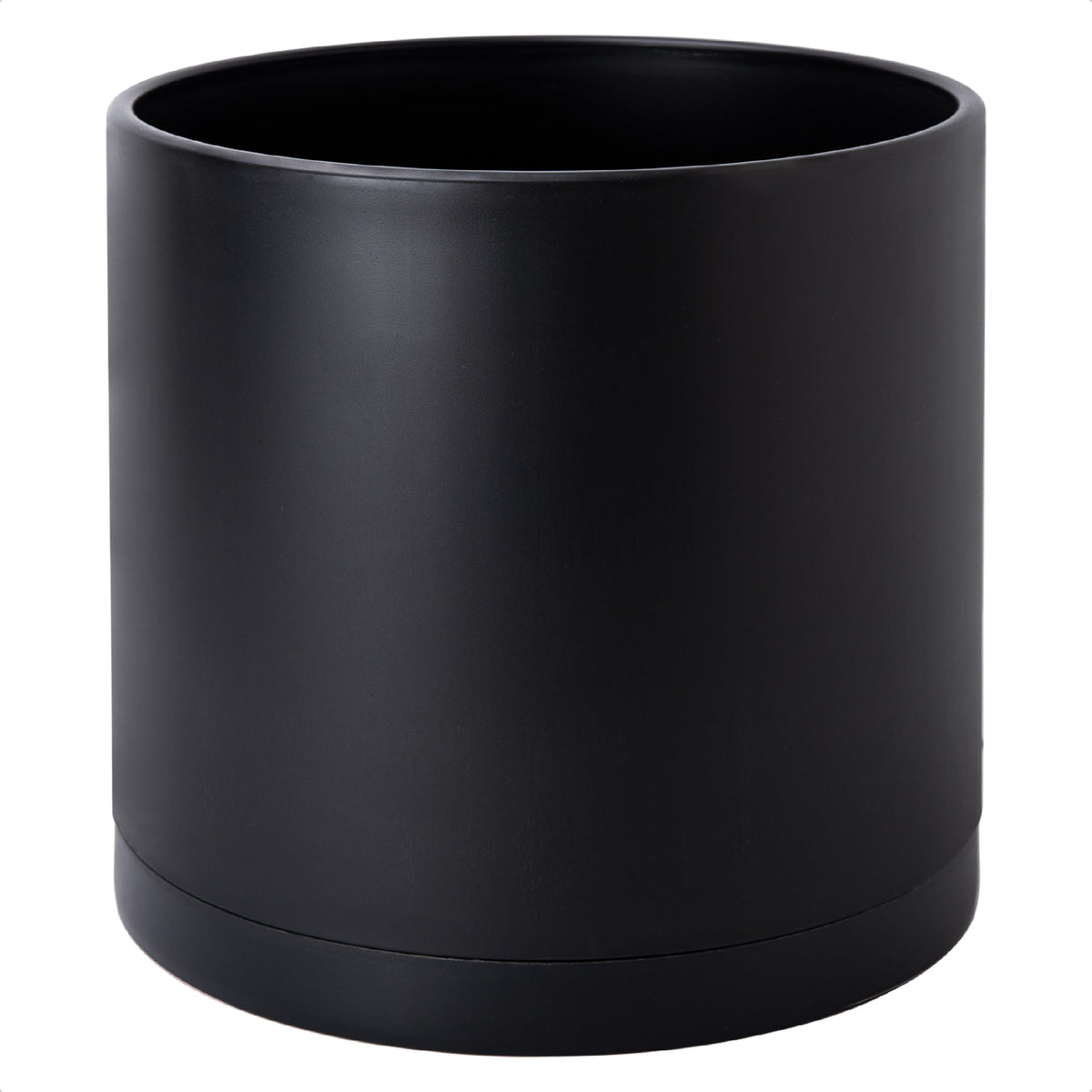 D'vine Dev 14-inch black planter showing drainage hole for controlled watering
